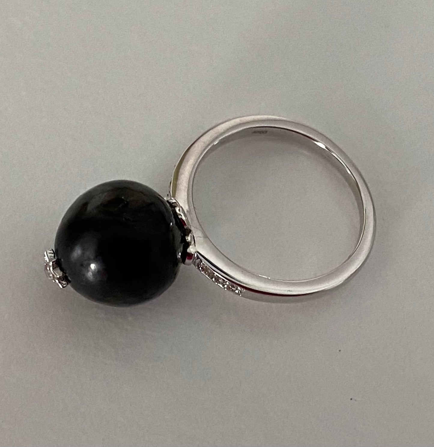 Elite Shungite & White Zircon Silver Ring