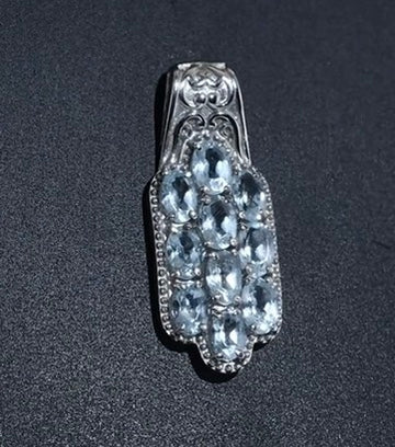 Sky Blue Topaz Stainless Steel Pendant