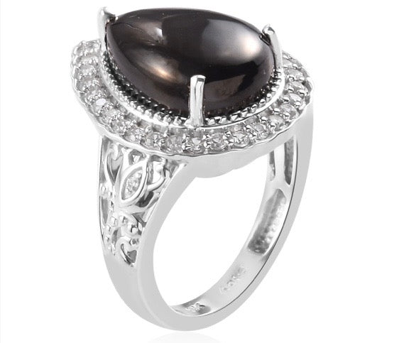 Elite Shungite & White Zircon Halo Ring