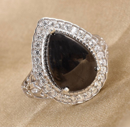 Elite Shungite & White Zircon Halo Ring