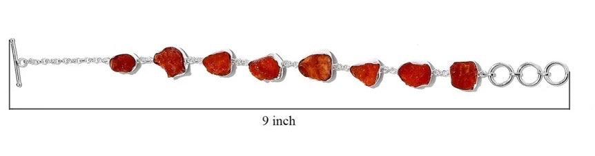Rough Cut Fire Opal Sterling Silver Bracelet