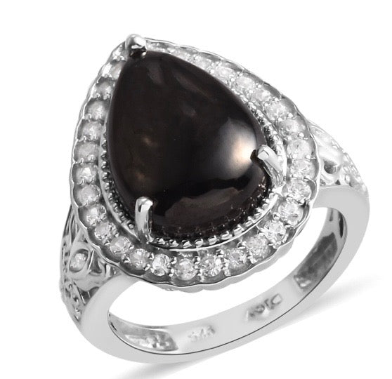 Elite Shungite & White Zircon Halo Ring