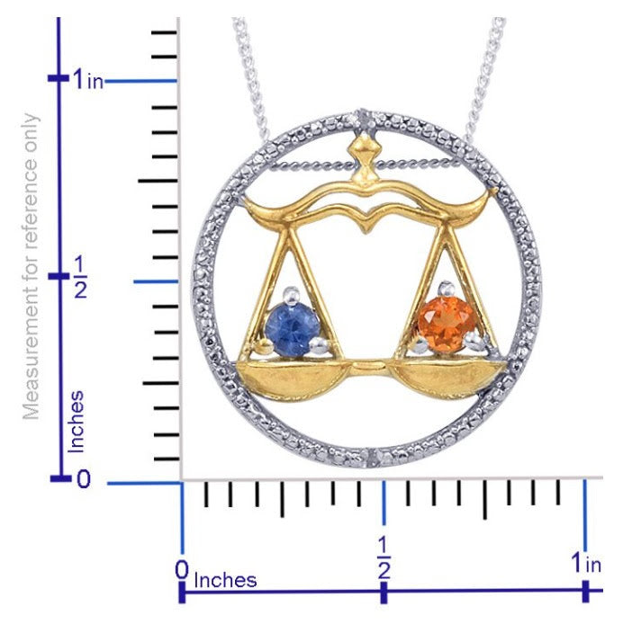 Zodiac Libra Blue Sapphire & Fire Opal Necklace
