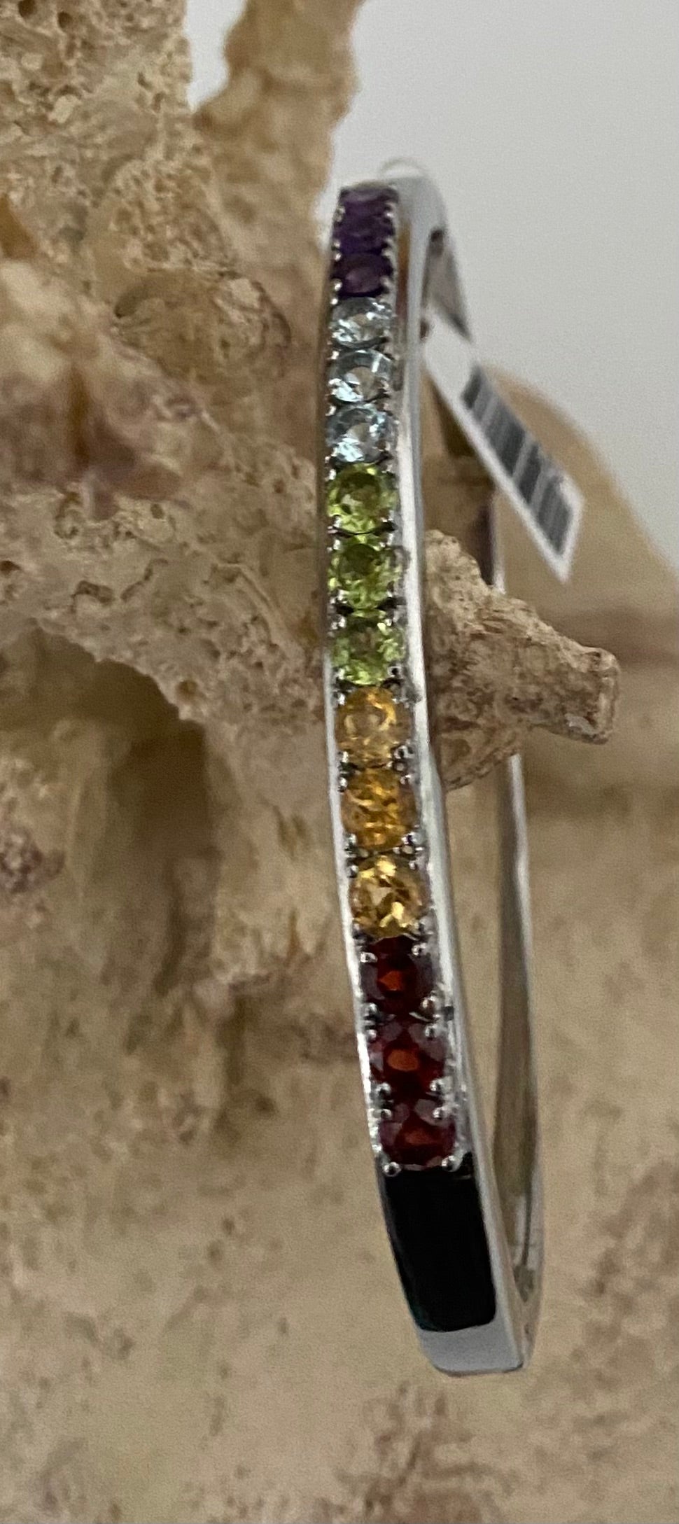 Multi Gemstone Stainless Steel Bangle