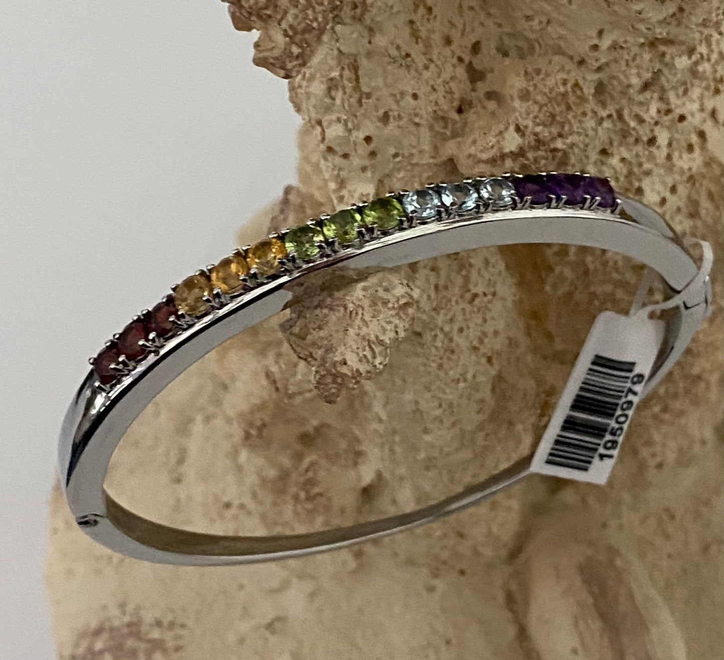 Multi Gemstone Stainless Steel Bangle