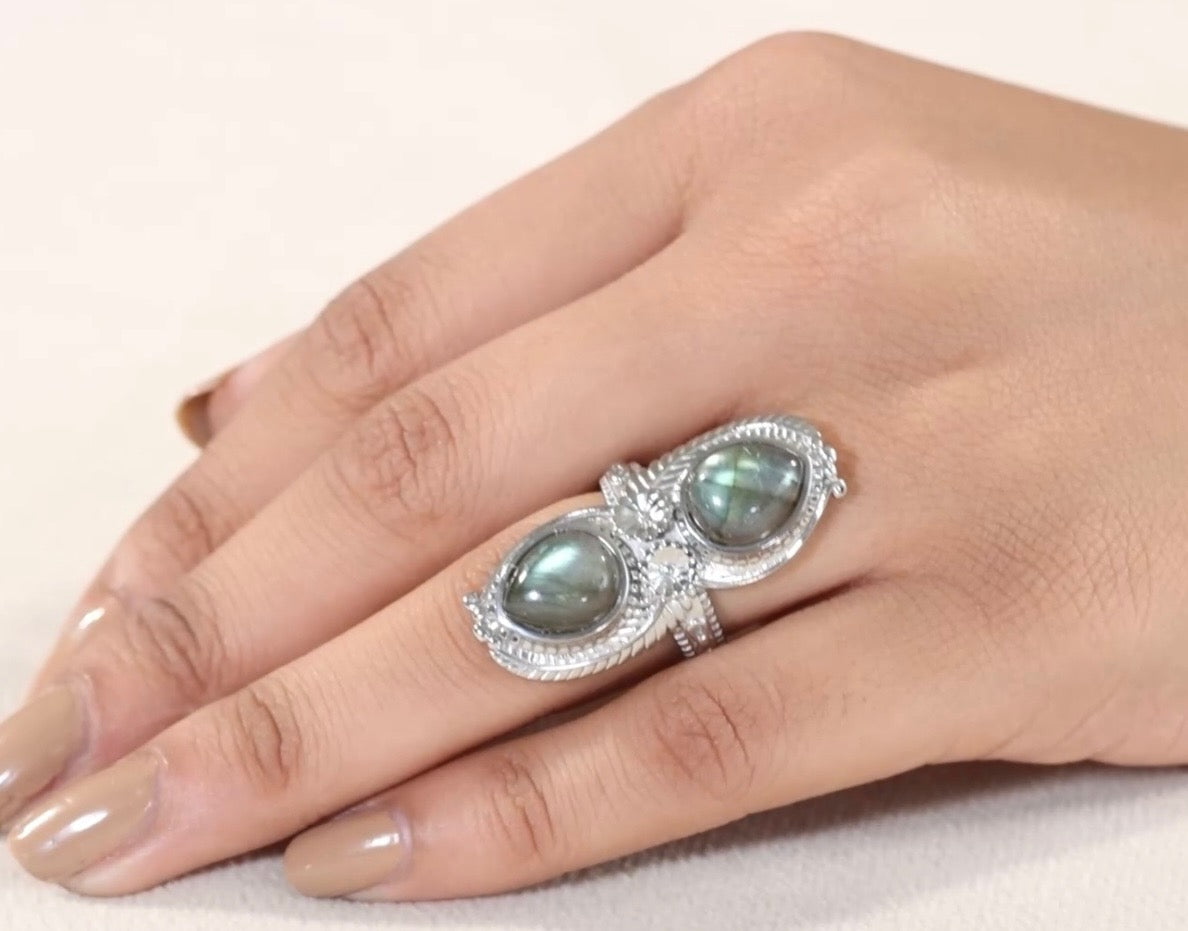 Labradorite 2 Stone Ring
