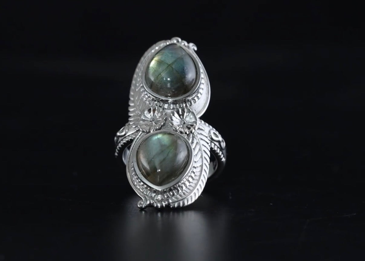 Labradorite 2 Stone Ring