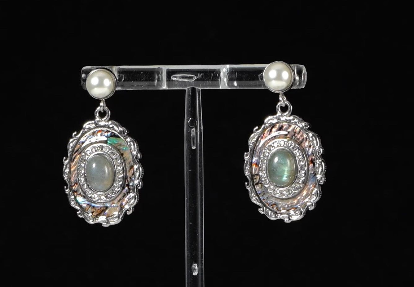 Labradorite and Abalone Shell Earrings