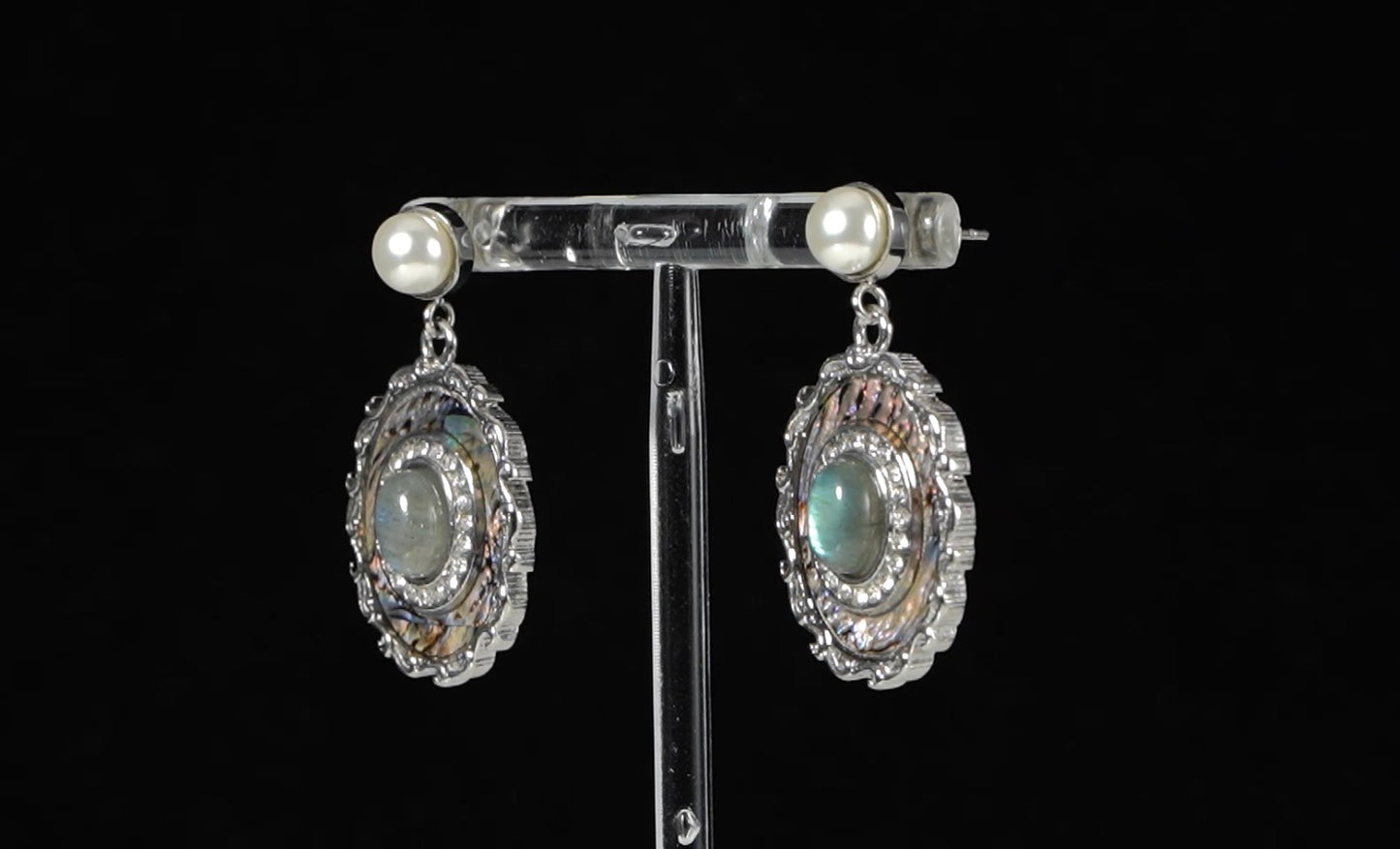 Labradorite and Abalone Shell Earrings