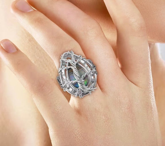 Abalone Shell Tree Of Life Ring