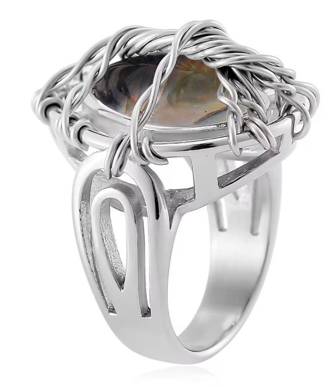 Abalone Shell Tree Of Life Ring