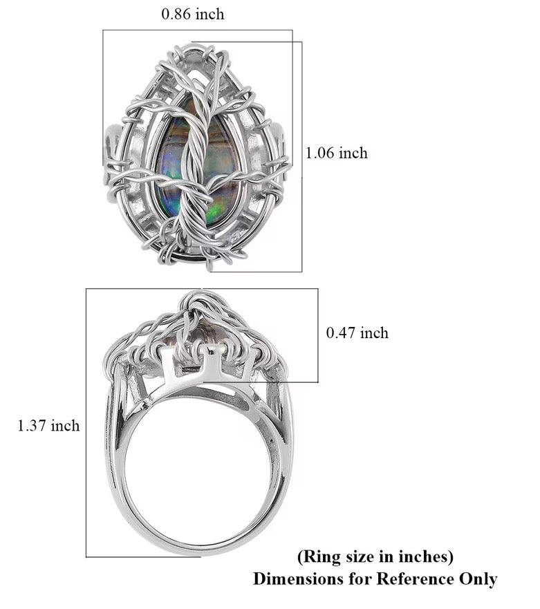 Abalone Shell Tree Of Life Ring