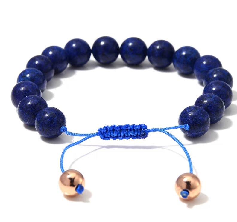Lapis Lazuli Beaded Corded Adjustable Bracelet