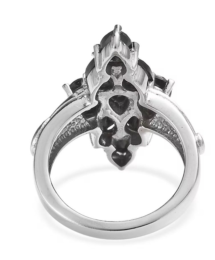 Thai Black Spinel Elongated Ring