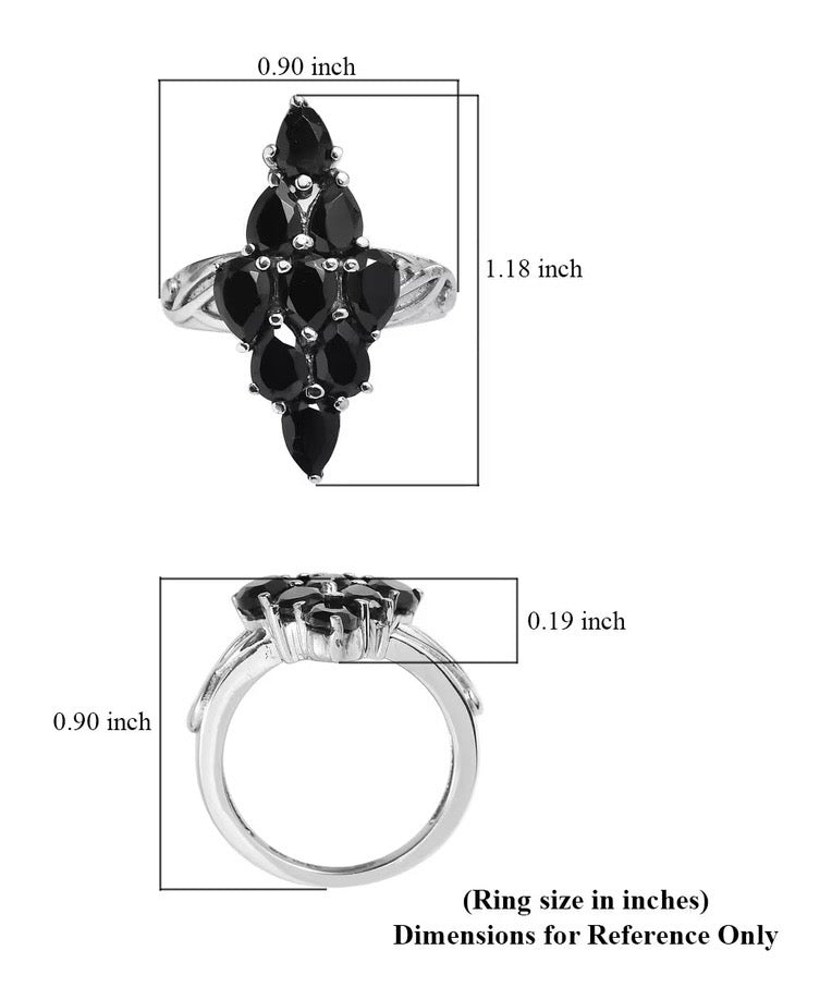 Thai Black Spinel Elongated Ring