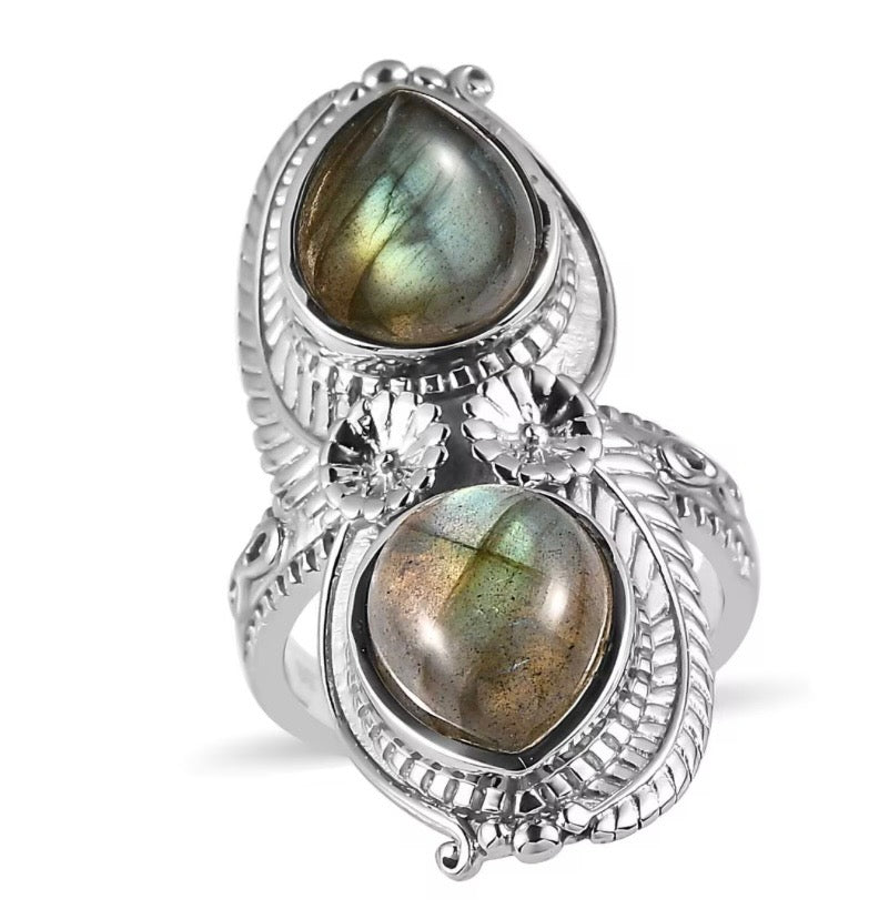 Labradorite 2 Stone Ring