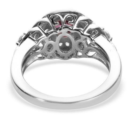 Tanzanian Wine Garnet & White Zircon Ring