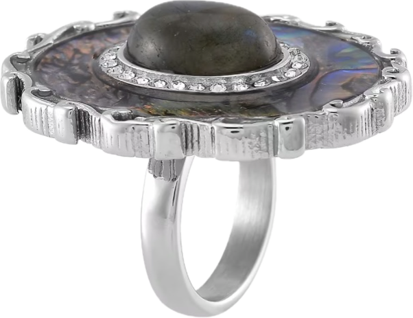 Labradorite and Abalone Shell Ring