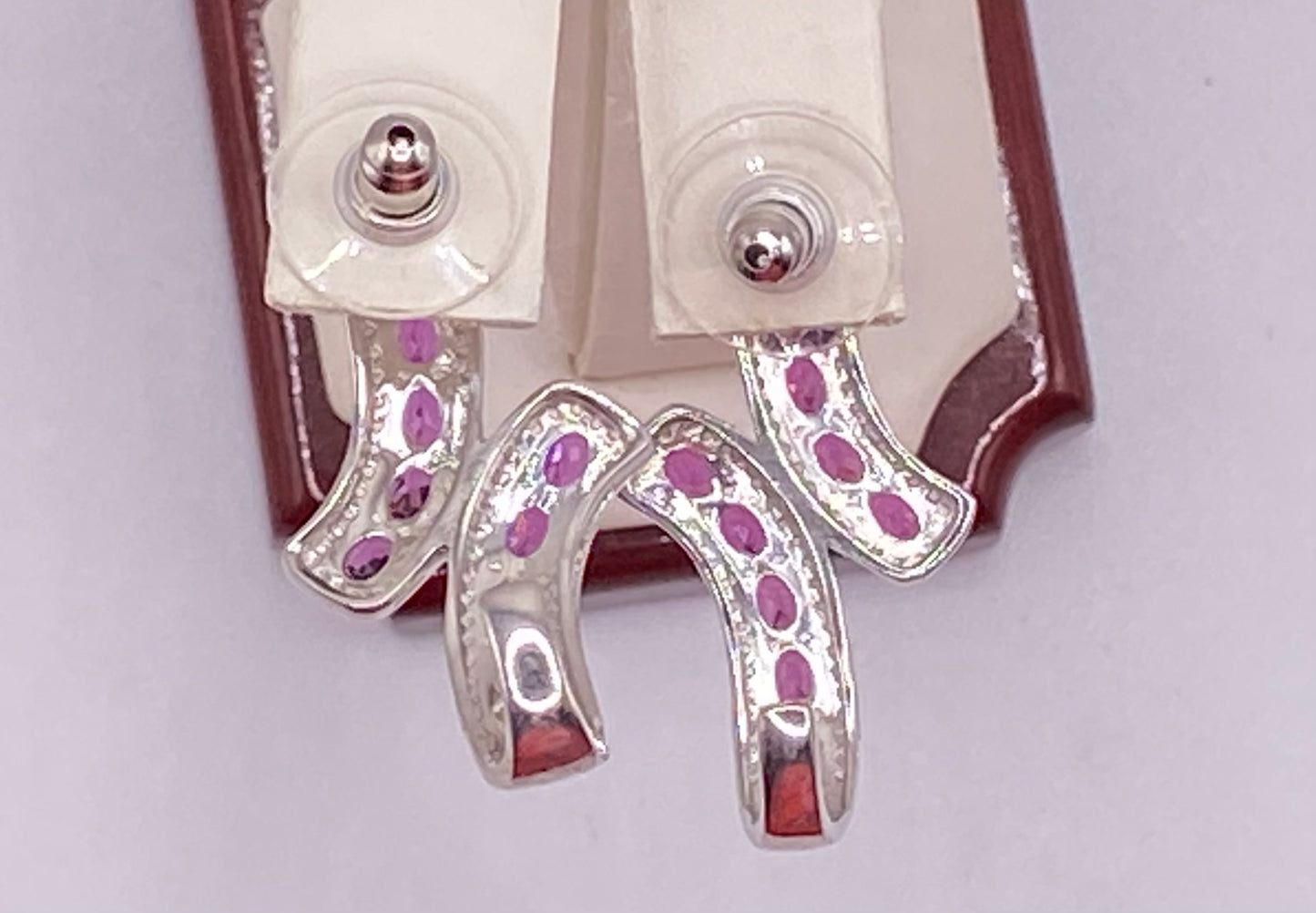 Orissa Rhodolite Garnet J-Hoop Earrings 925 Sterling Silver
