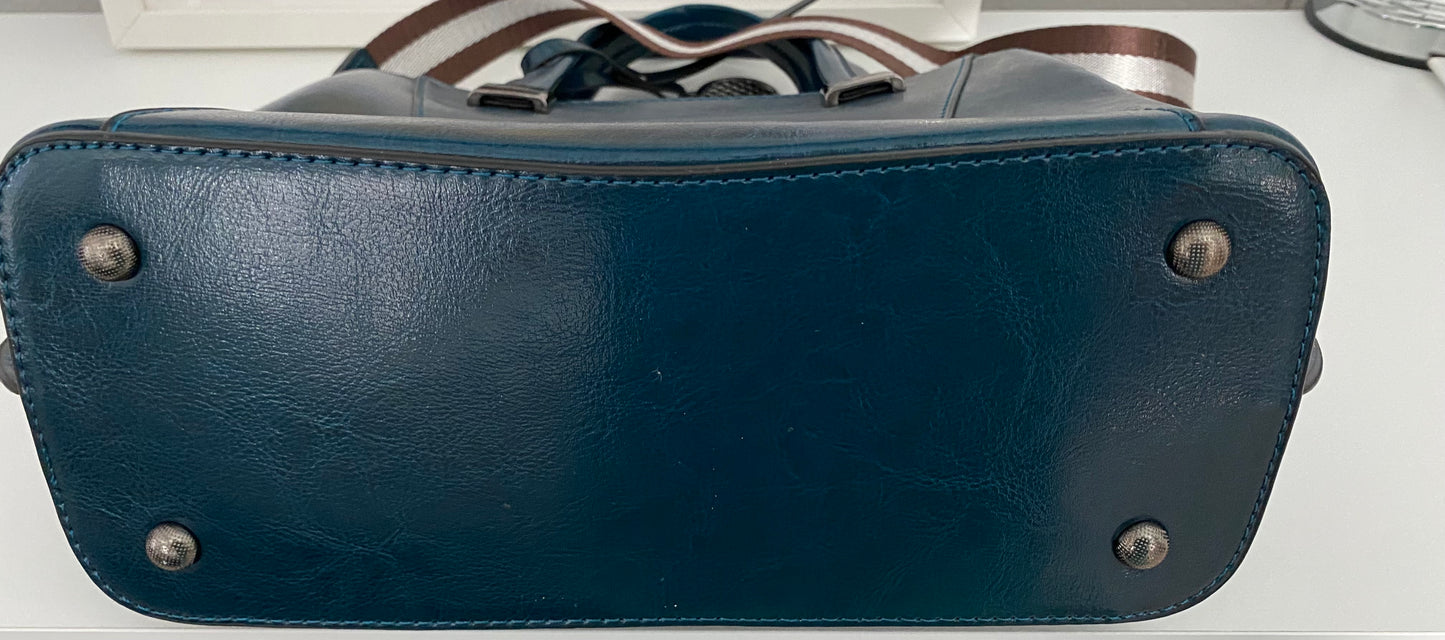 Genuine Leather Handbag / Crossbody Dark Teal Color