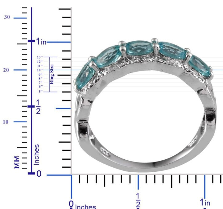 Paraiba Blue Apatite 5 Stone Ring