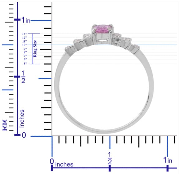 Madagascar Pink Sapphire & White Zircon Ring
