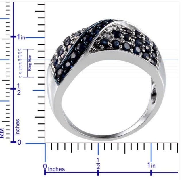 Kanchanaburi Blue Sapphire & Diamond Band Ring