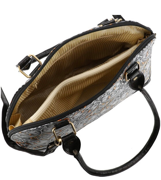 Vivid By Sukriti Damask Pattern Embossed Genuine Leather Shoulder Bag