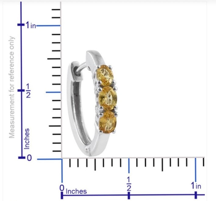 Yellow Sapphire Hoop Silver Earrings