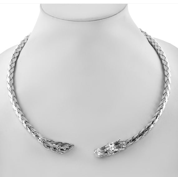 925 Sterling Silver Dragon Neck Collar