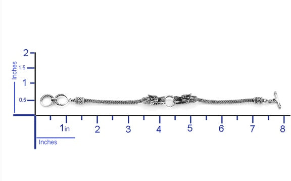 Artisan Crafted Dragon Head Silver Bracelet