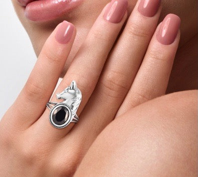 Elite Shungite Horse Silver Ring