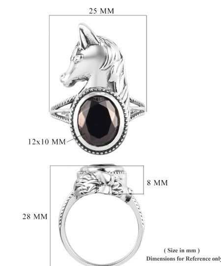 Elite Shungite Horse Silver Ring