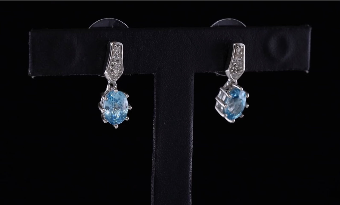 Cambodian Blue & White Zircon Earrings