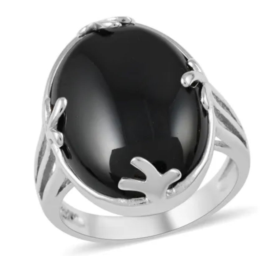 Black Onyx Solitaire Ring