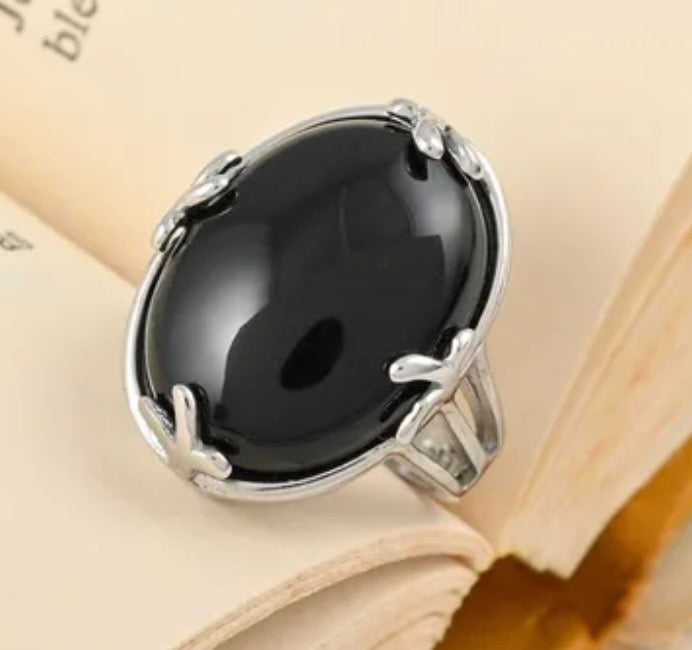 Black Onyx Solitaire Ring