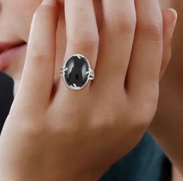 Black Onyx Solitaire Ring