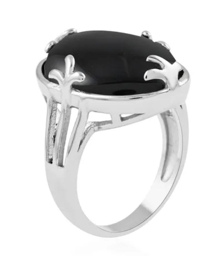 Black Onyx Solitaire Ring