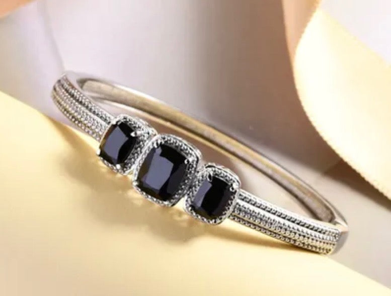 Thai Black Spinel Bangle Bracelet