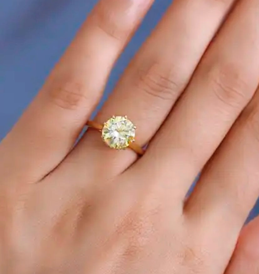 Yellow Moissanite Engagement Style Ring