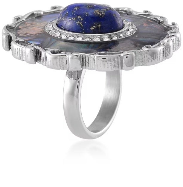 Lapis Lazuli and Abalone Shell Ring