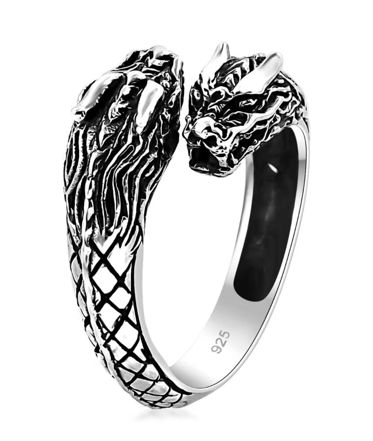 Artisan Crafted Dragon Head By-Pass Ring