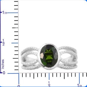 Russian Chrome Diopside Solitaire Ring