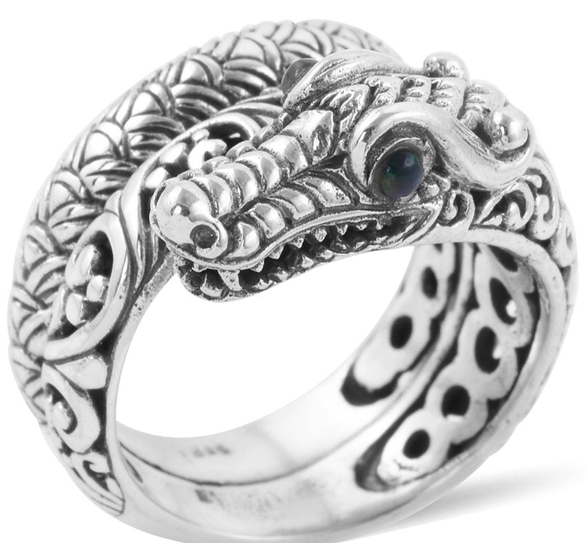 Artisan Crafted Dragon & Sable Ethiopian Opal Ring – Different Jewelry