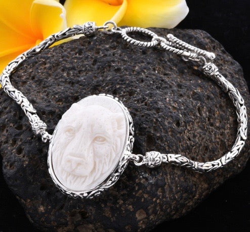 Hand Carved Bone Sterling Silver Pieces