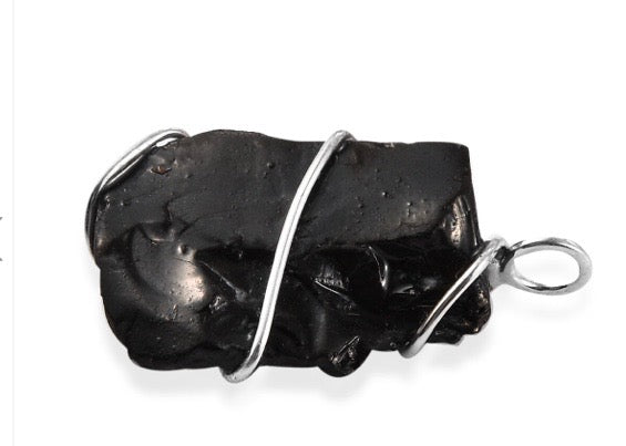 Elite Shungite Rough Cut Silver Pendant