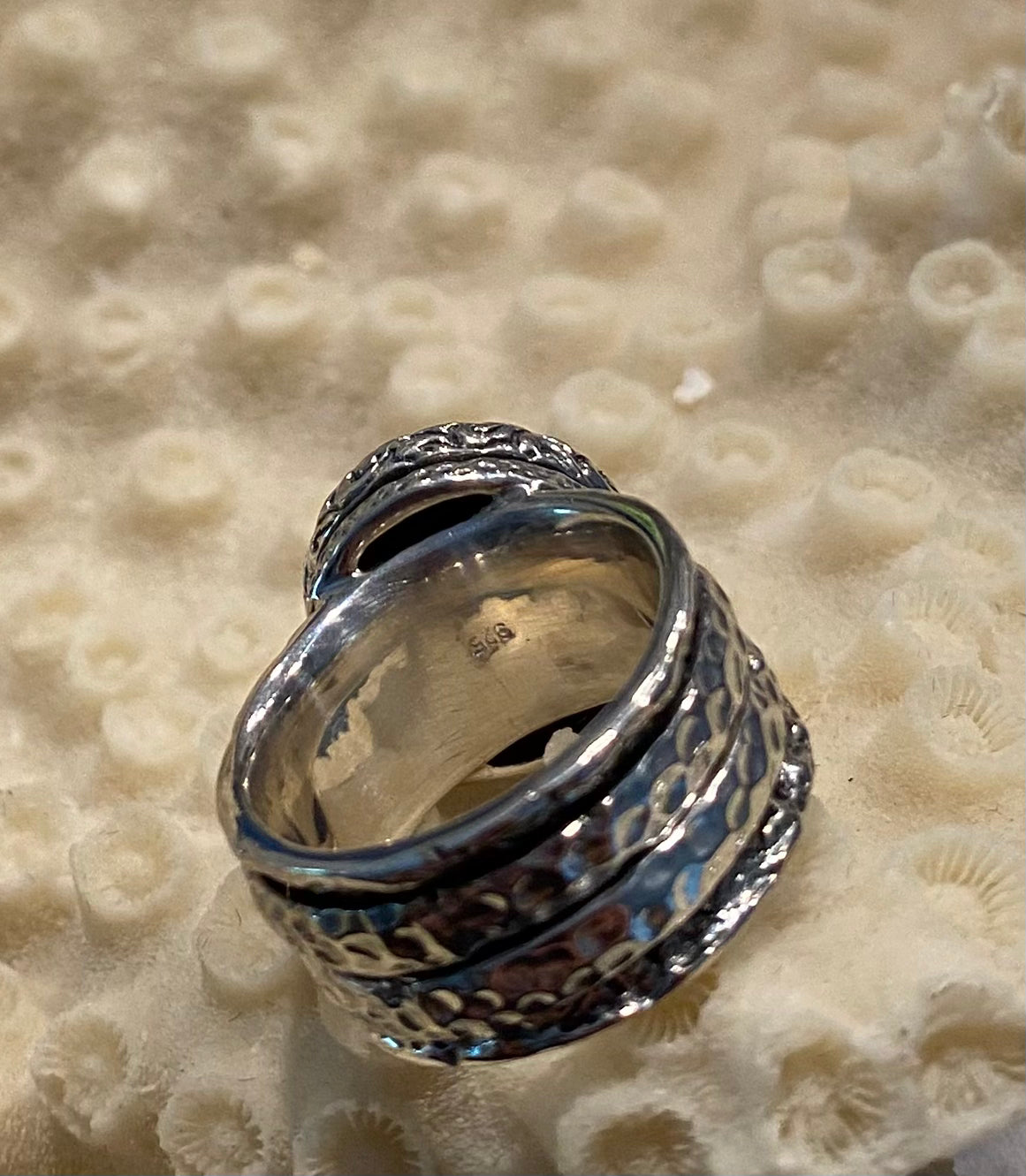 Pink Mabe Pearl Spinner/Fidget Ring In Sterling Silver