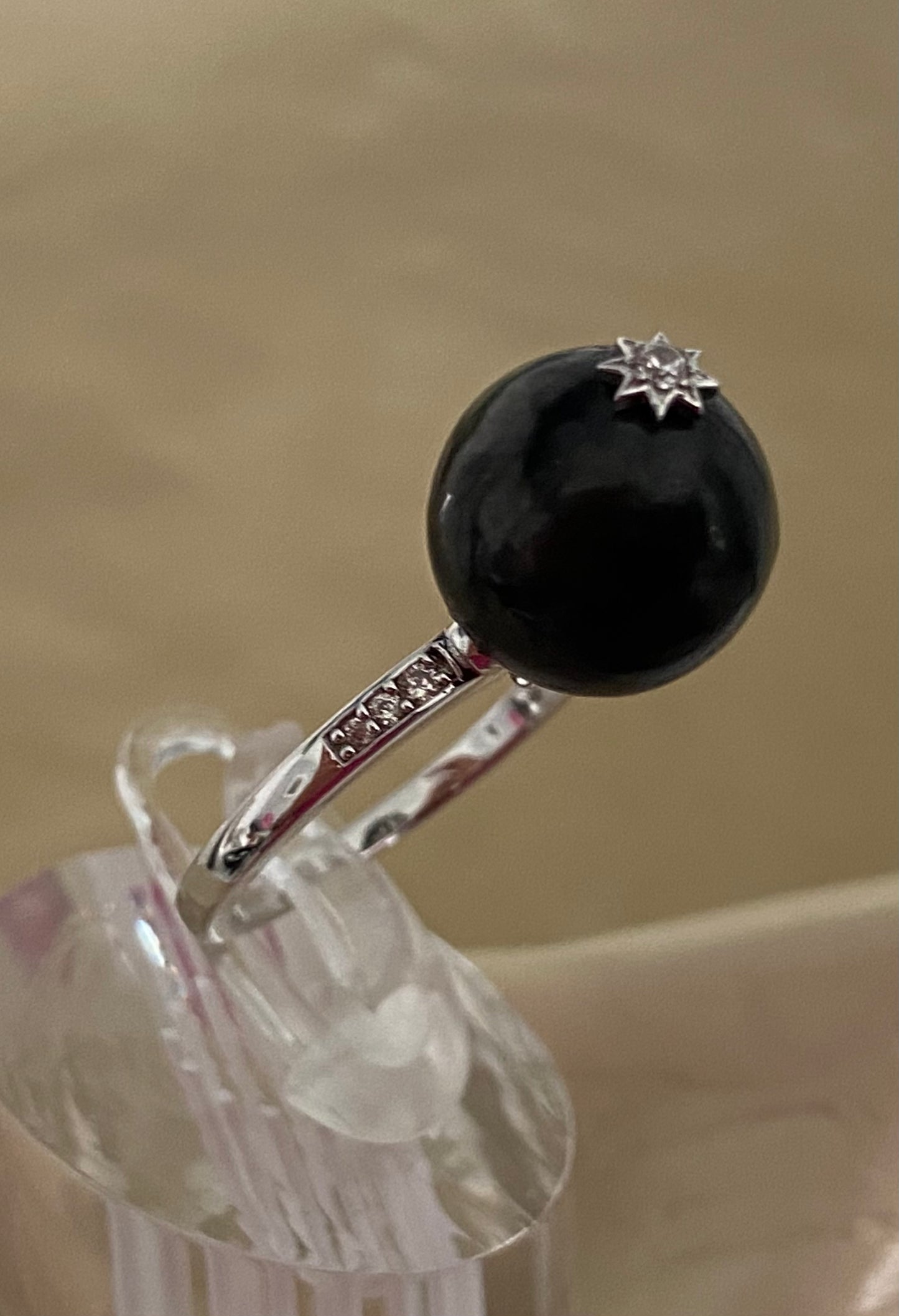 Elite Shungite & White Zircon Silver Ring