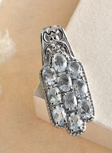 Sky Blue Topaz Stainless Steel Pendant