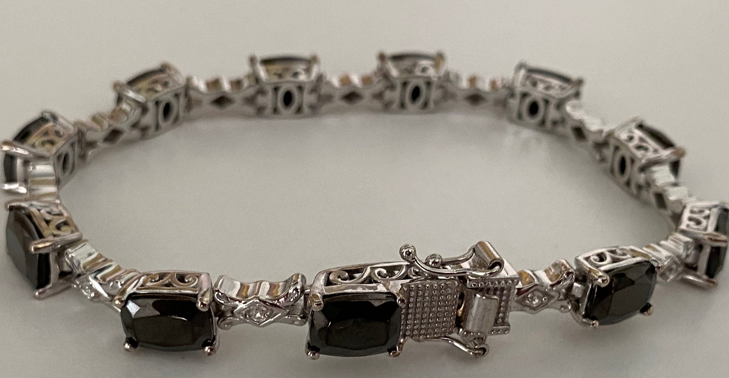 Elite Shungite & White Zircon Silver Bracelet